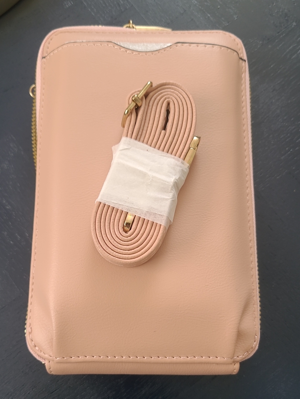 Blush Pink Crossbody Phone Pouch with Adjustable Strap